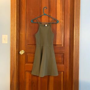 Green High Neck Skater Dress